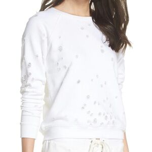 David Lerner New York XS women’s white distressed sweatshirt